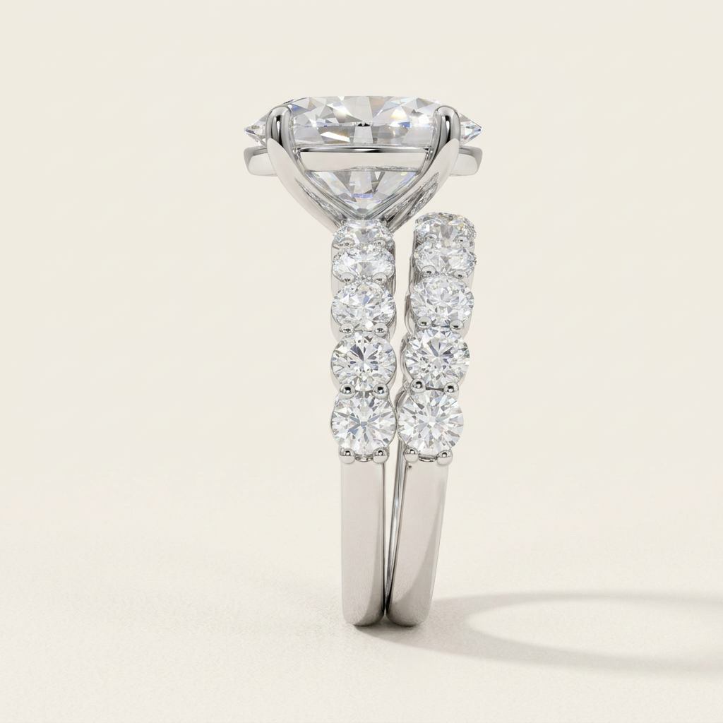4.00CT Oval Cut Lab Grown Diamond Bridal Set