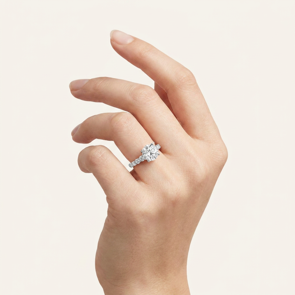 3.75CT Round Cut Lab Grown Diamond Cluster Ring