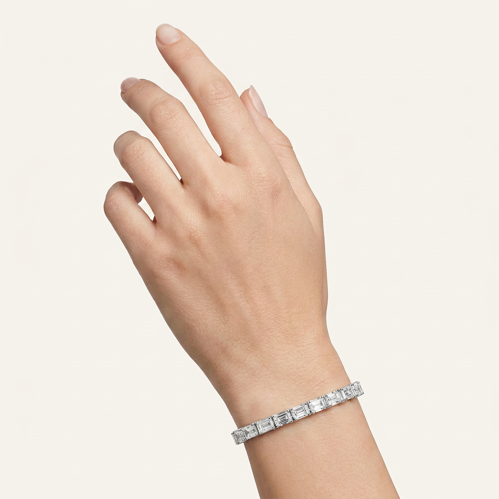 21CT Radiant Cut Lab Grown Diamond East West Tennis Bracelet