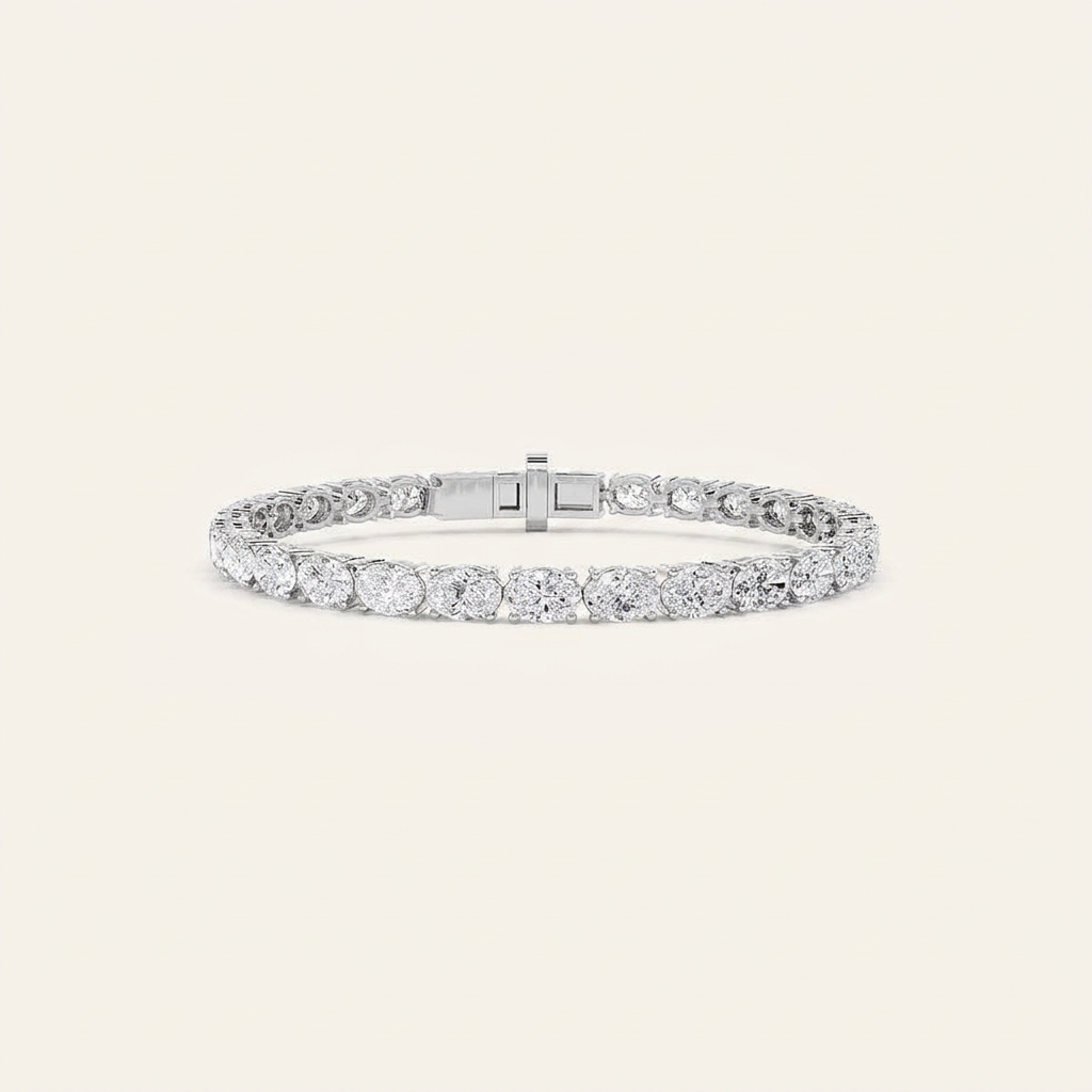 8CT Oval Cut Lab Grown Diamond Tennis Bracelet