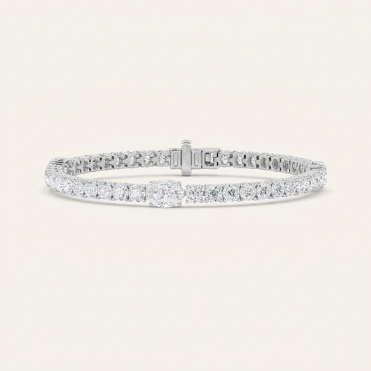 10CT Oval Cut Lab Grown Diamond East West Tennis Bracelet