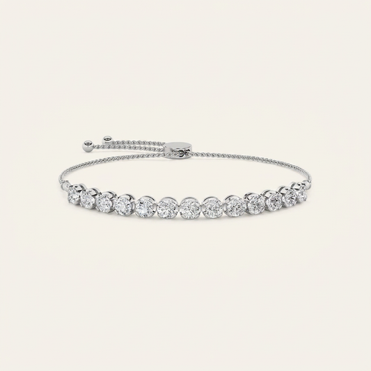 2.5CT Round Cut Lab Grown Diamond Bolo Bracelet