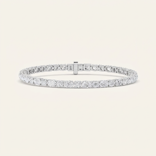 7CT Oval And Round Cut Lab Grown Diamond Statement Bracelet