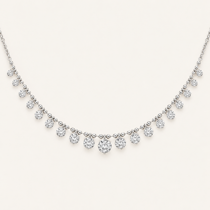 7CT Round Cut Lab Grown Diamond Tennis Necklace