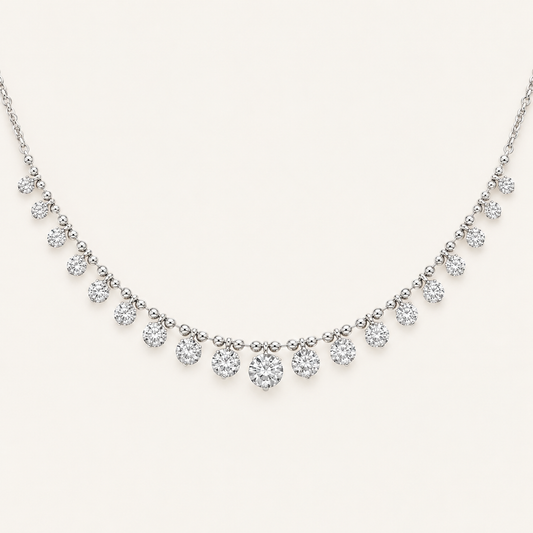 7CT Round Cut Lab Grown Diamond Tennis Necklace