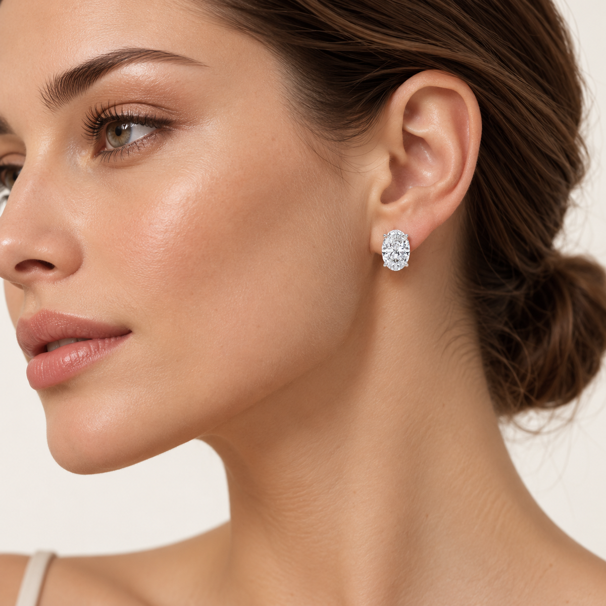 4CT Oval Cut Lab Grown Diamond Stud Earrings