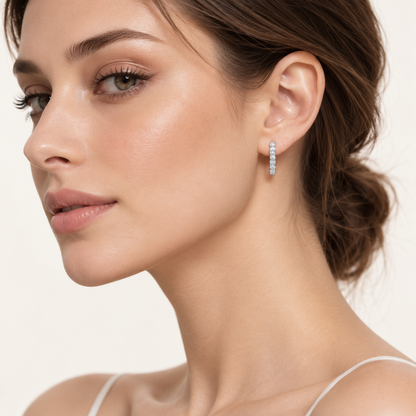3CT Round Cut Lab Grown Diamond Hoop Earrings