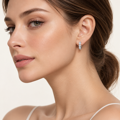 2CT Round Cut Lab Grown Diamond Hoop Earrings