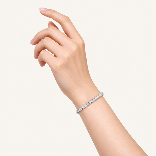 3CT Round Cut Lab Grown Diamond Four Prong Tennis Bracelet