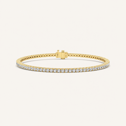 2CT Round Cut Lab Grown Diamond Four Prong Tennis Bracelet