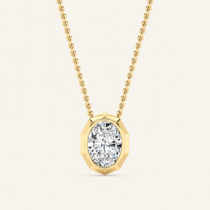 2CT Oval Cut Lab Grown Diamond Pendant Necklace