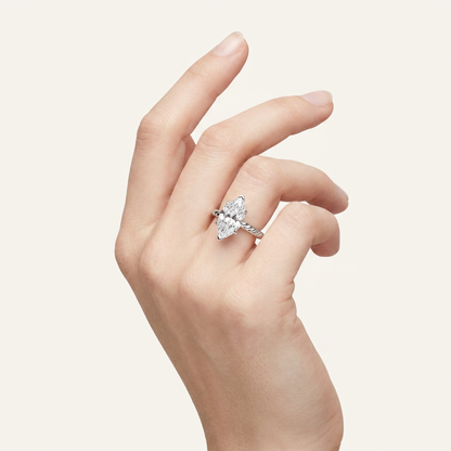 3CT Marquise Cut Lab Grown Diamond Solitaire Ring