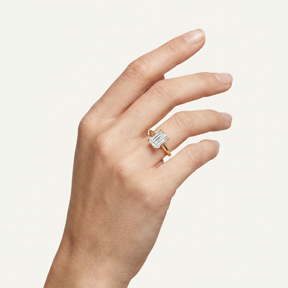3CT Emerald Cut Lab Grown Diamond Solitaire Ring