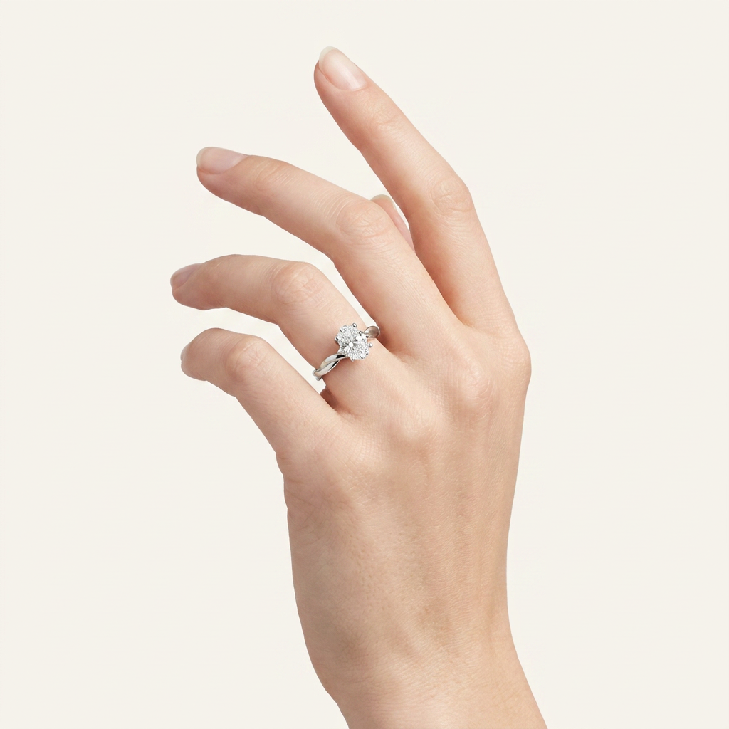 2CT Oval Cut Lab Grown Diamond Solitaire Ring