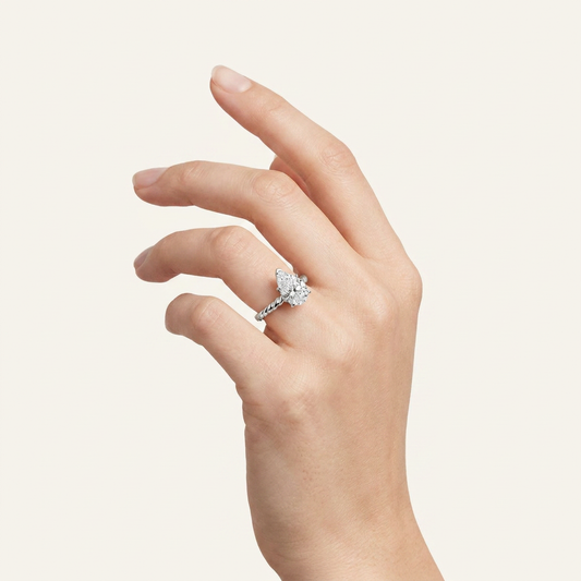 3CT Pear Cut Lab Grown Diamond Solitaire Ring