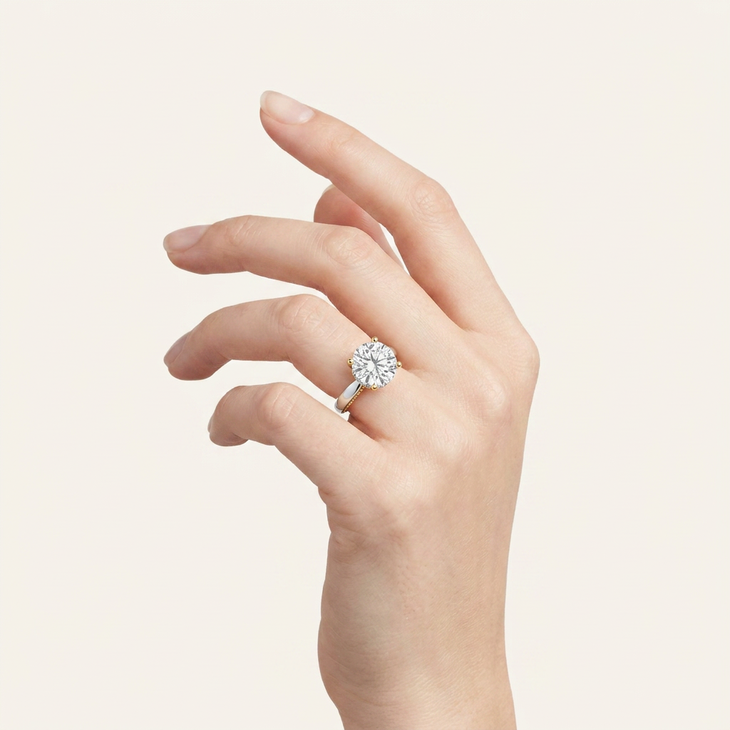 3.5CT Round Cut Lab Grown Diamond Hidden Halo Ring