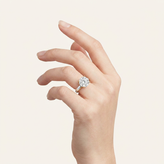 3.5CT Round Cut Lab Grown Diamond Hidden Halo Ring