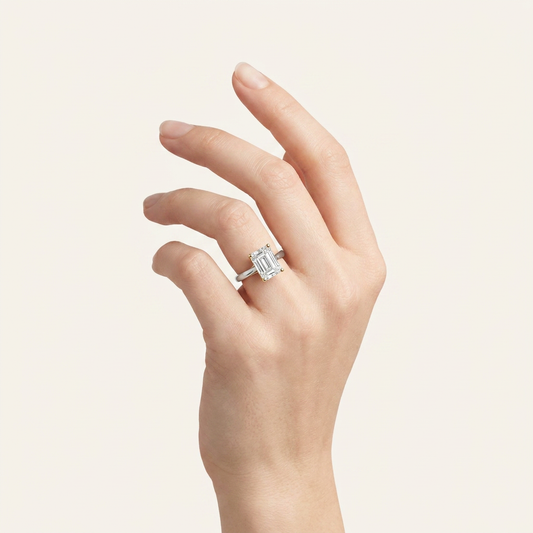 2.5CT Emerald Cut Lab Grown Diamond Solitaire Ring