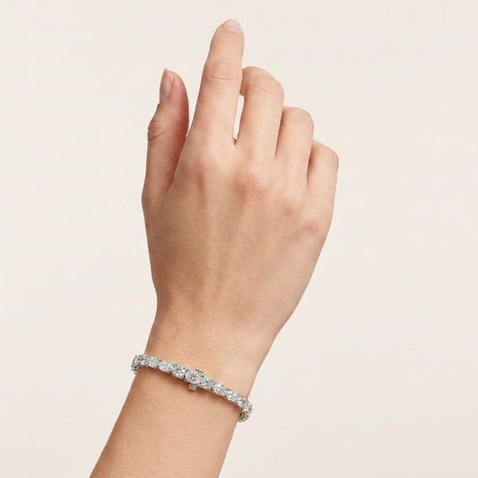 7CT Oval And Round Cut Lab Grown Diamond Statement Bracelet