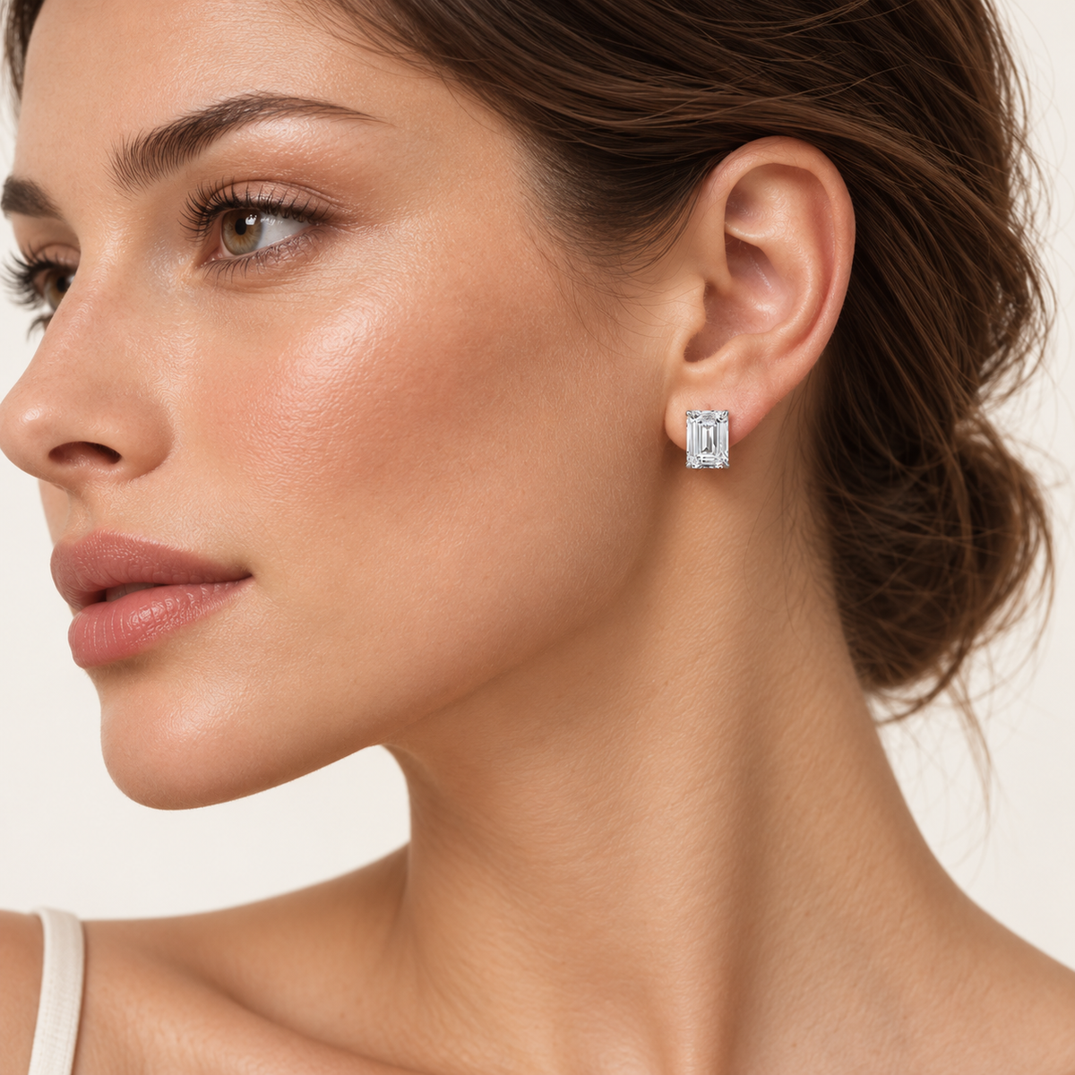 2CT Emerald Cut Lab Grown Diamond Stud Earrings