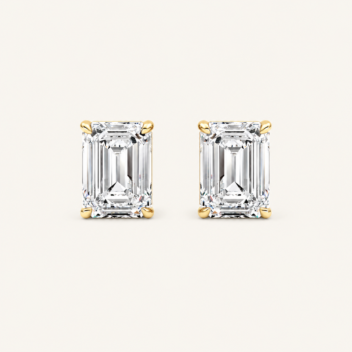2CT Emerald Cut Lab Grown Diamond Stud Earrings
