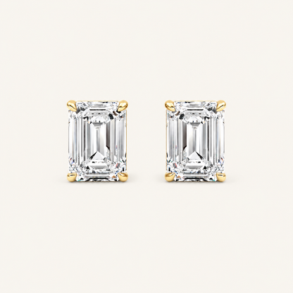 2CT Emerald Cut Lab Grown Diamond Stud Earrings