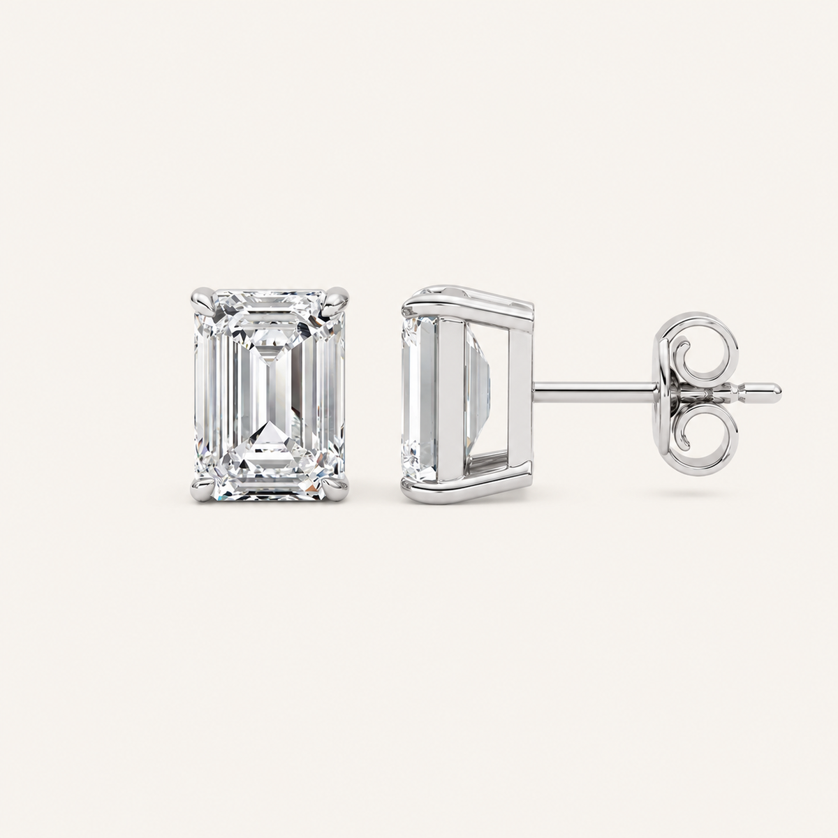 2CT Emerald Cut Lab Grown Diamond Stud Earrings