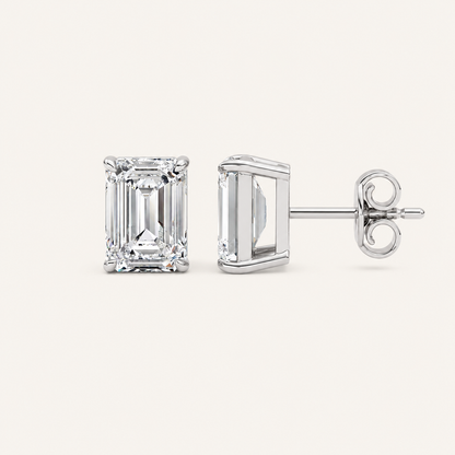 2CT Emerald Cut Lab Grown Diamond Stud Earrings