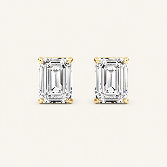 4CT Emerald Cut Lab Grown Diamond Stud Earrings