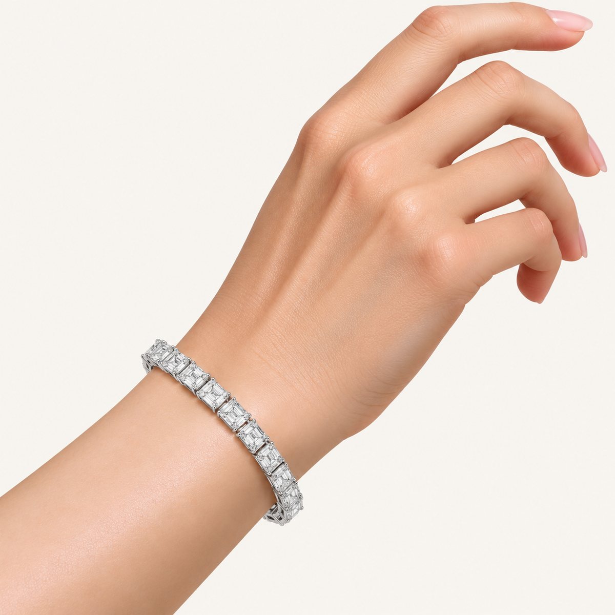 1.5CT Emerald Cut Lab Grown Diamond Tennis Bracelet