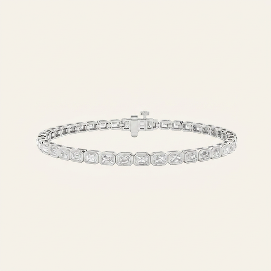 8CT Radiant Cut Lab Grown Diamond East West Bezel Set Tennis Bracelet
