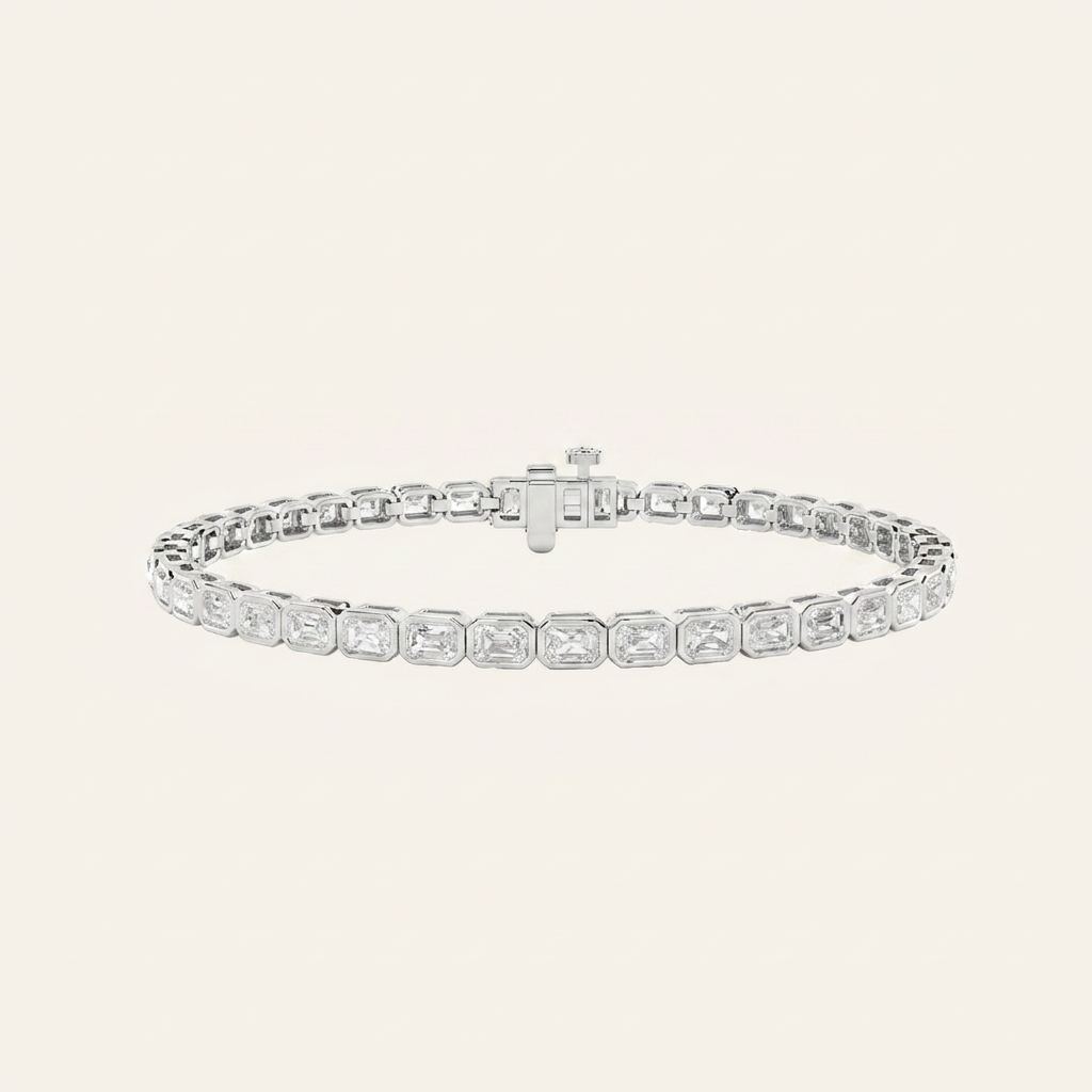 5CT Radiant Cut Lab Grown Diamond East West Bezel Set Tennis Bracelet