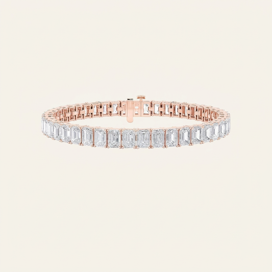 21.5CT Emerald Cut Lab Grown Diamond Tennis Bracelet