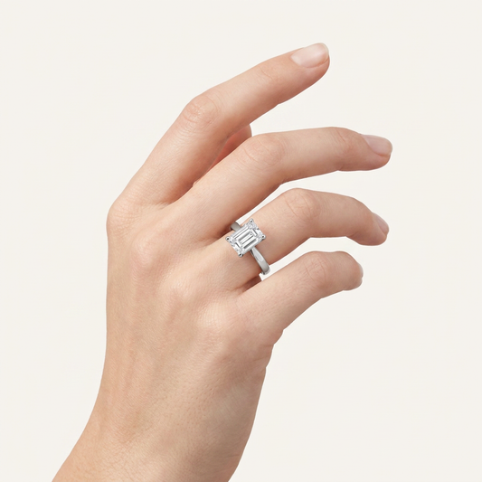 2CT Emerald Cut Lab Grown Diamond Solitaire Ring