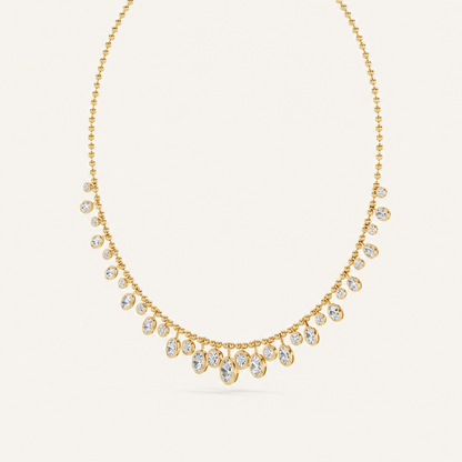 10CT Oval And Round Cut Lab Grown Diamond Pendant Necklace