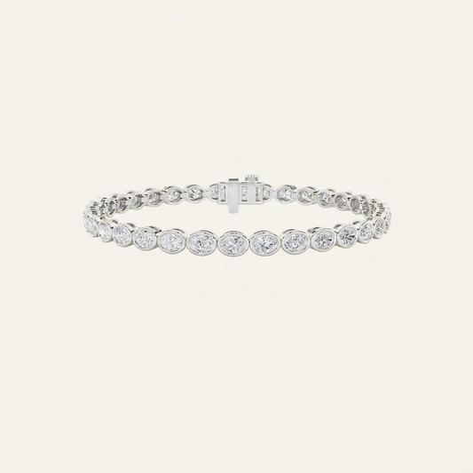 15CT Oval Cut Lab Grown Diamond East West Bezel Set Tennis Bracelet