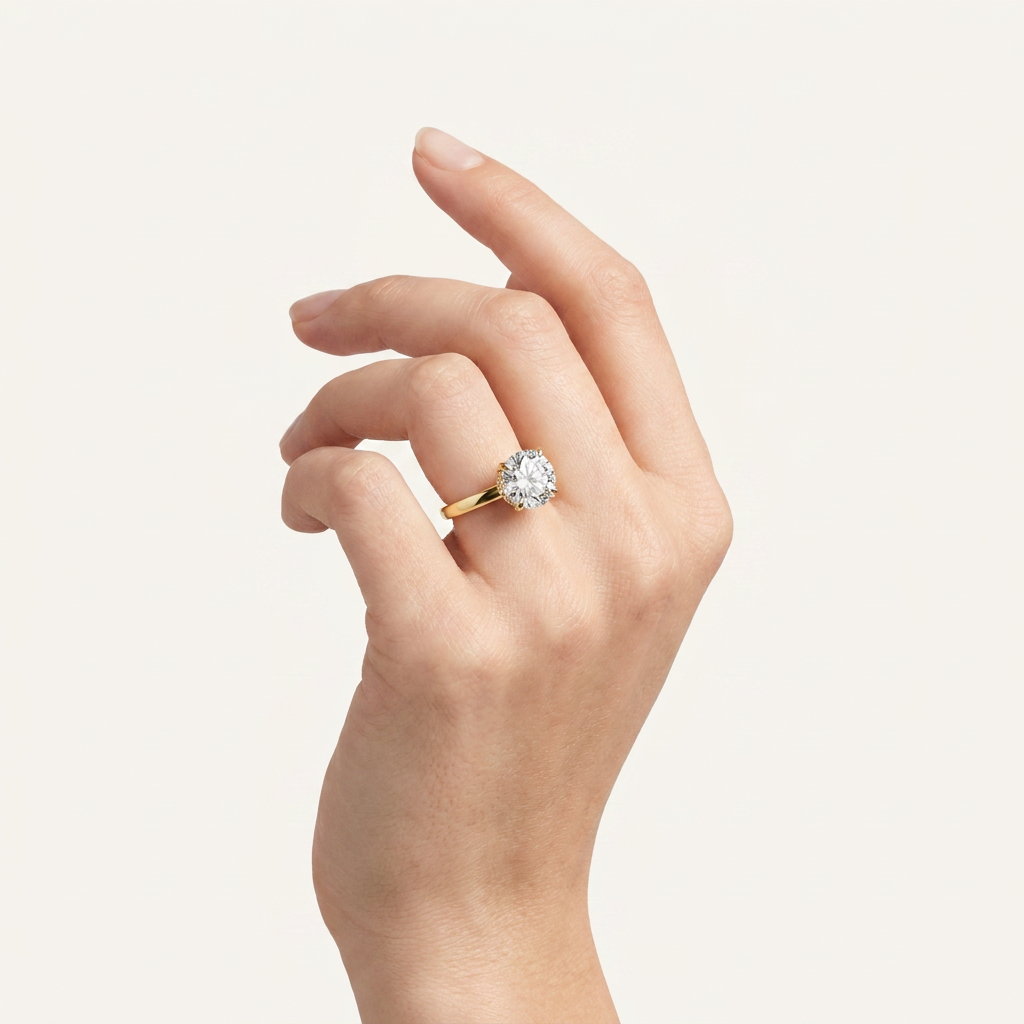 2.5CT Round Cut Lab Grown Diamond Hidden Halo Ring