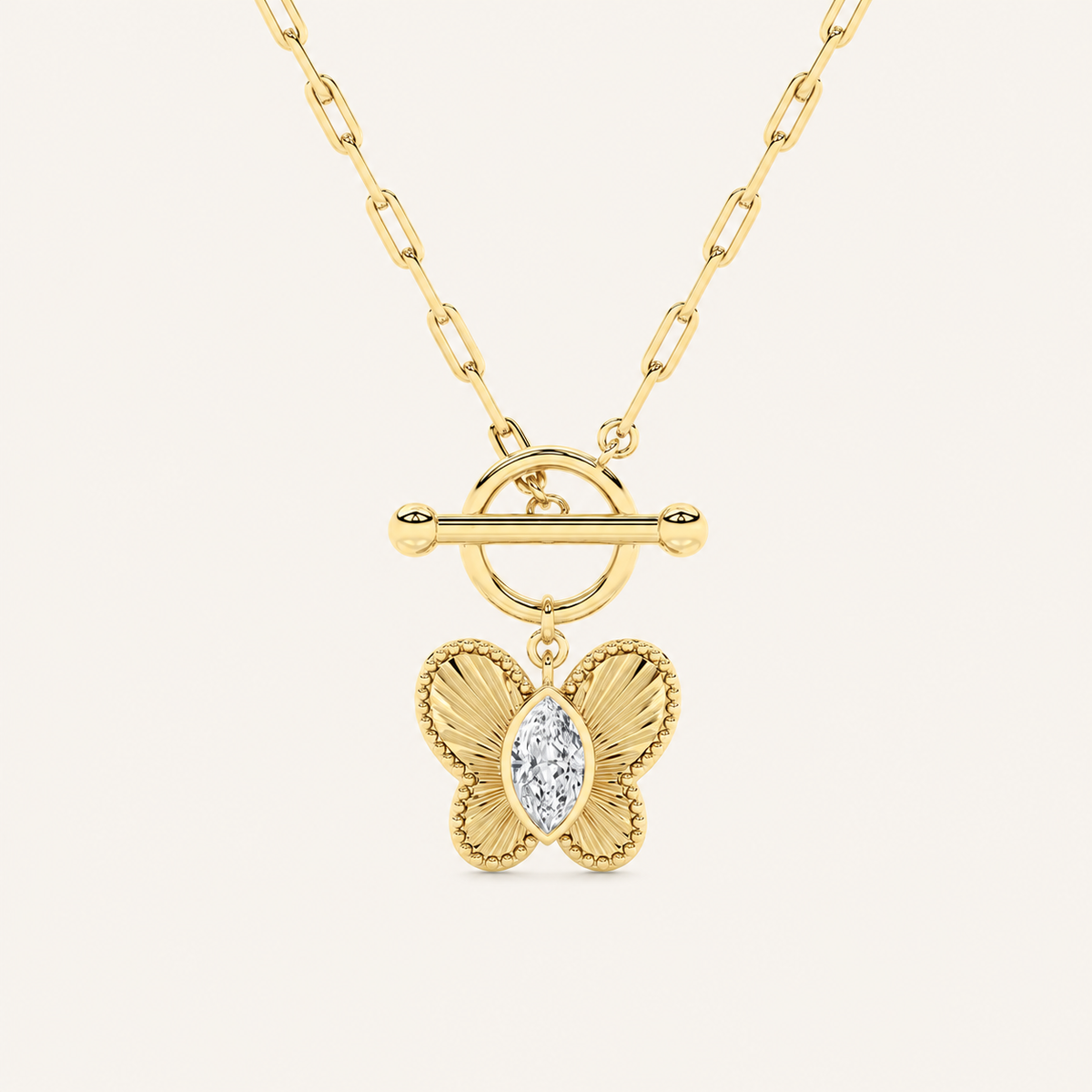 1CT Marquise Cut Lab Grown Diamond Butterfly Shapped Pendant Necklace
