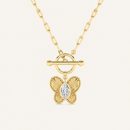 1CT Marquise Cut Lab Grown Diamond Butterfly Shapped Pendant Necklace