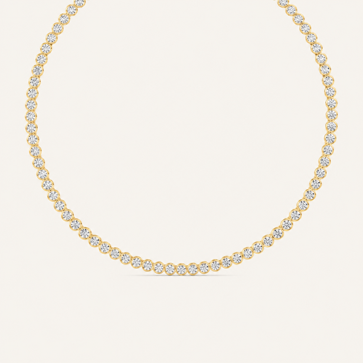 7CT Round Cut Bexel Set Tennis Necklace