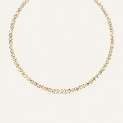 7CT Round Cut Bexel Set Tennis Necklace