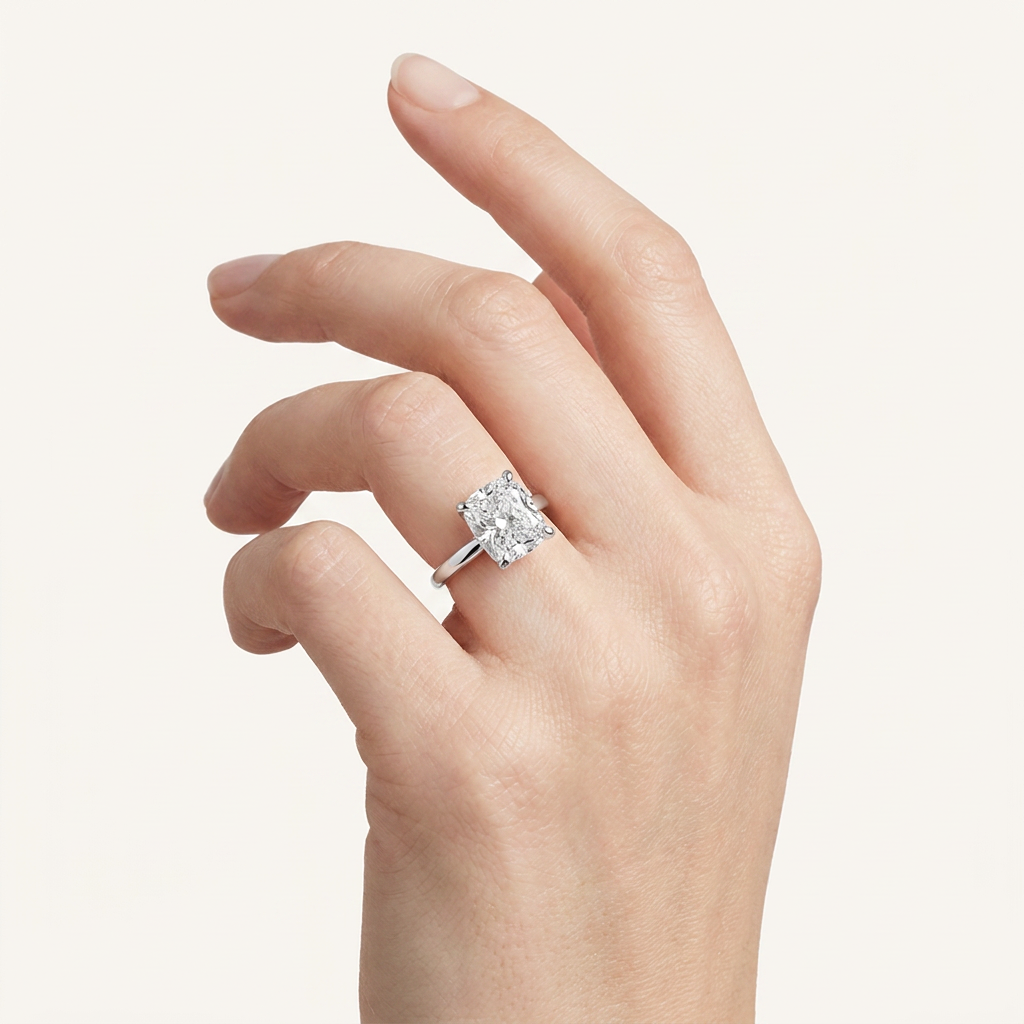 1.5CT Elongated Cushion Cut Lab Grown Diamond Hidden Halo Ring