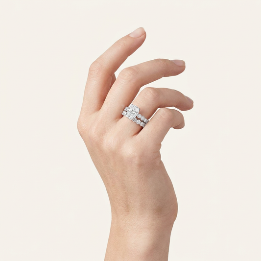 6.00CT Cushion Cut Lab Grown Diamond Bridal Set