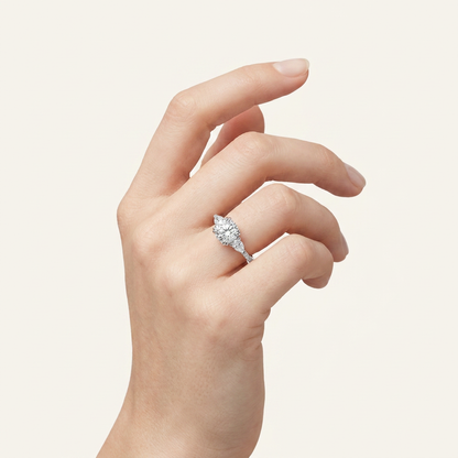 3CT Round Cut Lab Grown Diamond Three Stone Ring