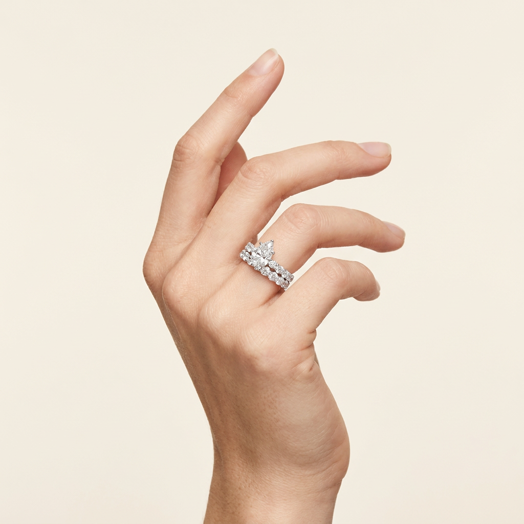6.00CT Pear Cut Lab Grown Diamond Bridal Set