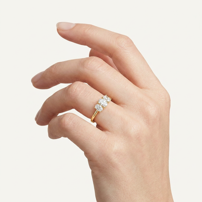 3.00 Ct Oval Cut Lab Grown Diamond Three Stone Ring