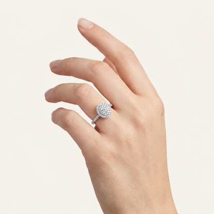 0.50CT Oval Cut Lab Grown Diamond Halo Side Stone Ring
