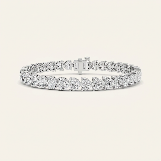 18CT Heart Cut Lab Grown Diamond Tennis Bracelet