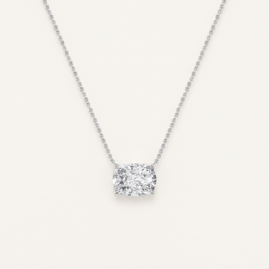 1CT Elongated Cushion Lab Grown Diamond Pendant Necklace