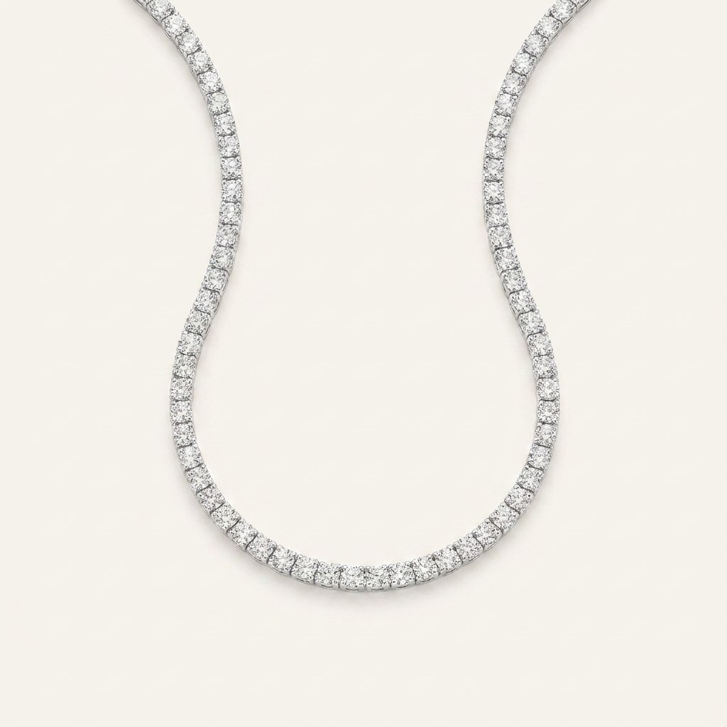 20CT Round Cut Lab Grown Diamond Tennis Necklace